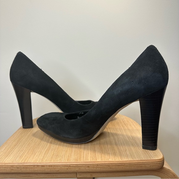 EUC Enzo Angiolini Women's Sz 9 M Black Suede Square Toe 3.75” Pumps Heels - Picture 8 of 10